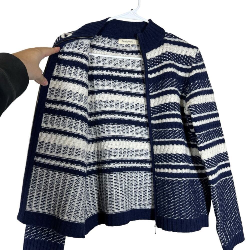 Woolovers Textured Stripe Zip Cardigan 100% Lambswool Size Small - Picture 6 of 14